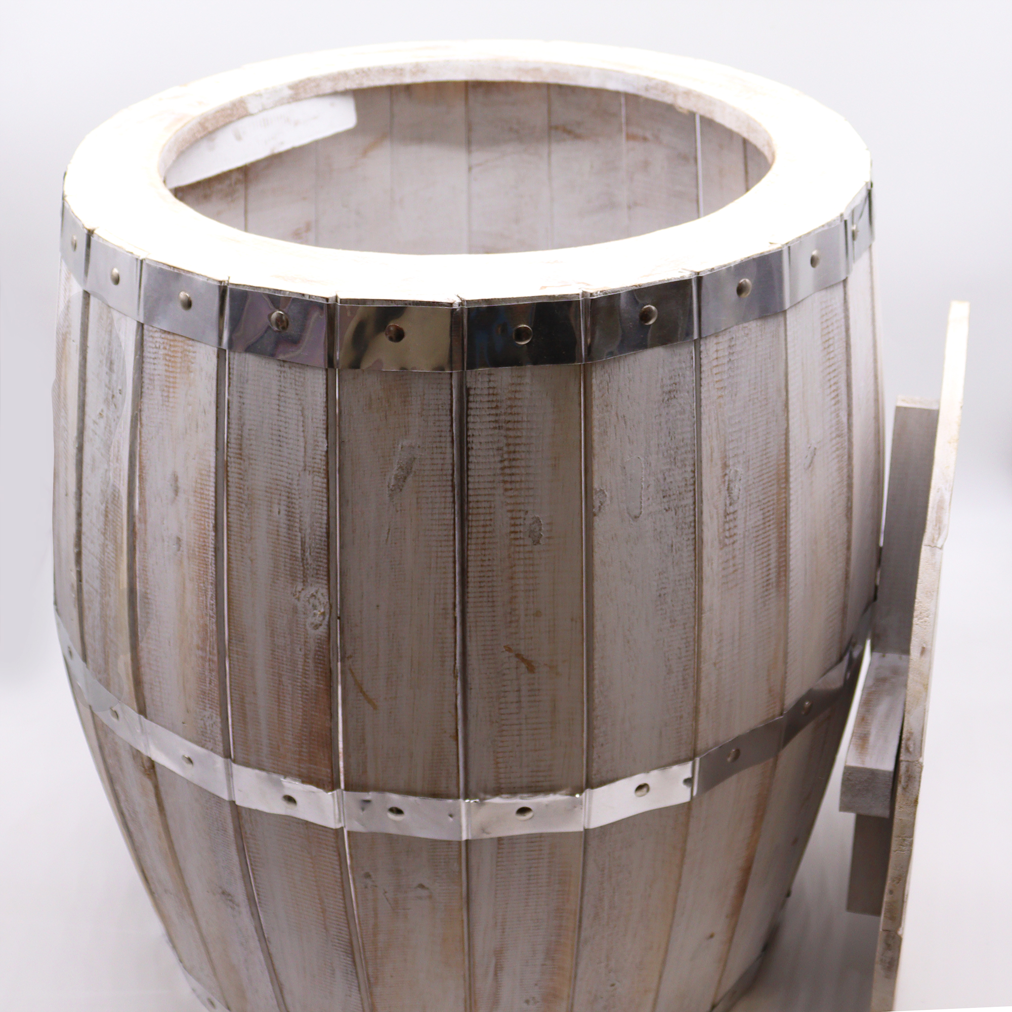 Beer Barrel Table Whitewash Wood 60 x 48.5 cm