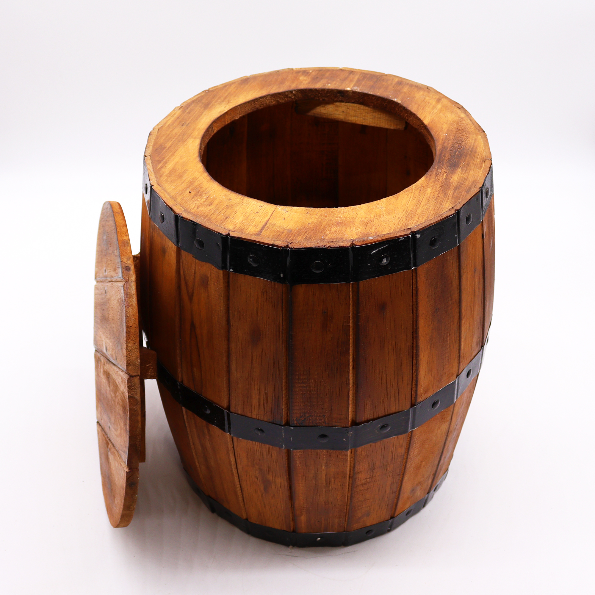 Beer Barrel Stool & Parasol Stand Natural Wood 38 x 32 cm